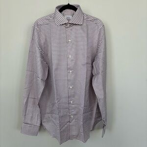 Franck Namani Checkered Button Down Long Sleeve Shirt Size 17/43 NWT